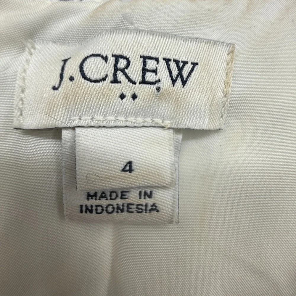 J Crew Textured Size 4 Weave Ink Ivory‎ Spot Dress Preppy Neutral Career Capsule